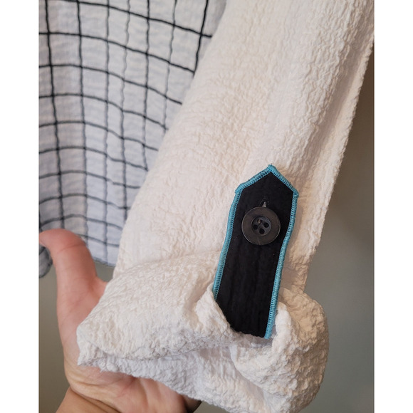 Ali Miles Womens Multicolor Round Neck Geometric Print Top XL Roll Tab Sleeves - Picture 5 of 9